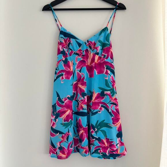 SOLD! DO NOT BUY! Show Me Your Mumu Mini Dress Blue Pink Tropical Floral - Picture 1 of 7